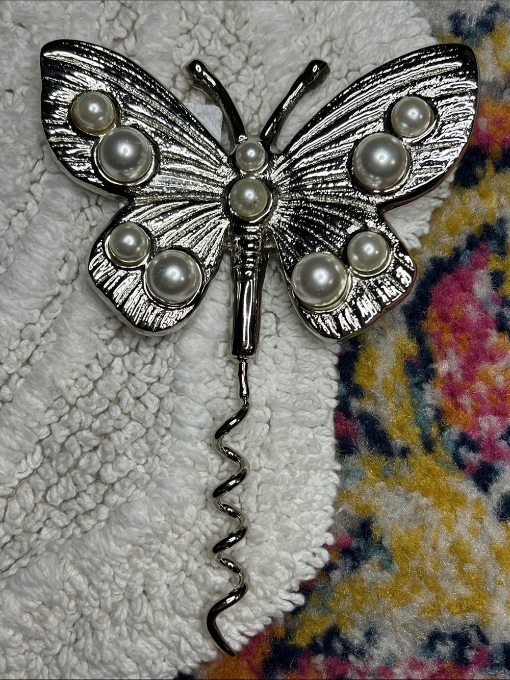 Anthropologie Delphine Butterfly Wine Screw Corkscrew Bottle Opener Pearls